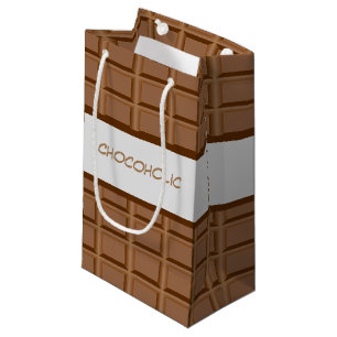 Chocoholic brown chocolate slab patterned small gift bag