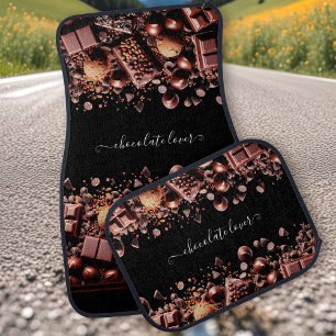 Chocoholic Chocolate Cocoa Custom Name Text Car Floor Mat