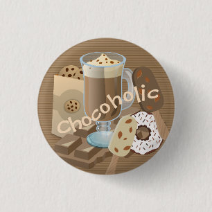 Chocoholic Chocolate Collage Button