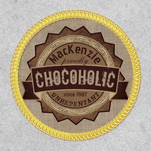 Chocoholic Chocolate Lover Grunge Badge Brown Logo