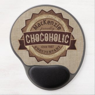 Chocoholic Chocolate Lover Grunge Badge Brown Logo Gel Mouse Pad