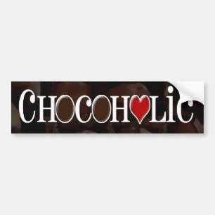 Chocoholic, Dark Brown and Red Heart Funny Design Bumper Sticker