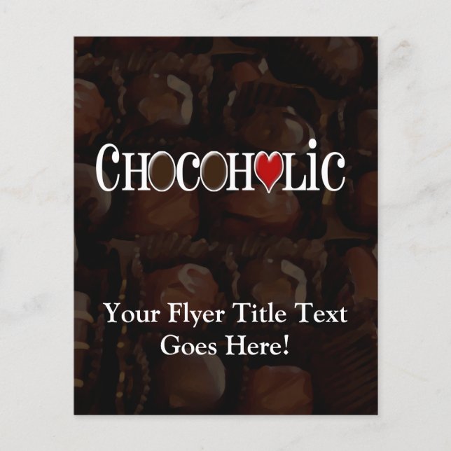 Chocoholic, Dark Brown and Red Heart Funny Design Flyer (Front)