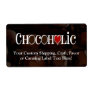 Chocoholic, Dark Brown and Red Heart Funny Design Label