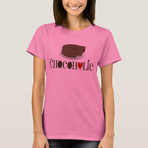 Chocoholic, Dark Brown and Red Heart Funny Design T-Shirt