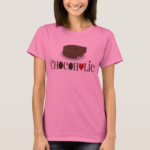 Chocoholic Dark Brown and Red Heart Funny Design T_Shirt