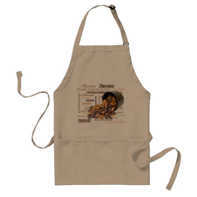 Chocoholic Multilingual Word Collage Typography Adult Apron (Front)