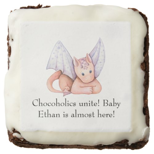 Chocoholics unite Dragon Baby Shower Brownie