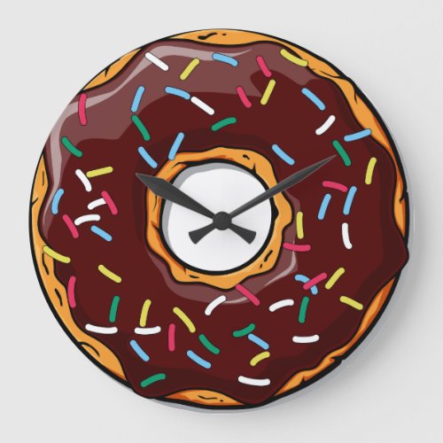 Chocolare Glazed Dounut with Sprinkles Large Clock