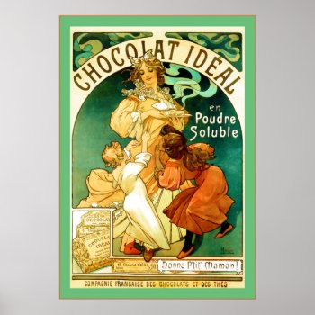 Chocolat Alphonse Mucha ~ Vintage Ad Poster by VintageFactory at Zazzle