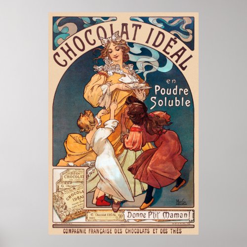 Chocolat idal France Art Nouveau Vintage Wall Art