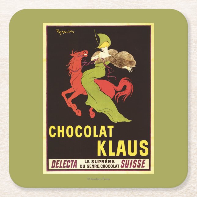 Chocolat Klaus Advertisement Poster Square Paper Coaster (Front)