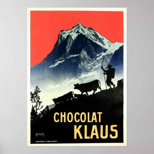 CHOCOLAT KLAUS Swiss Chocolate Drink Advertisement Poster (Front)