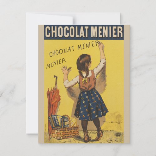 Chocolat Menier Little Girl Wall Writing 