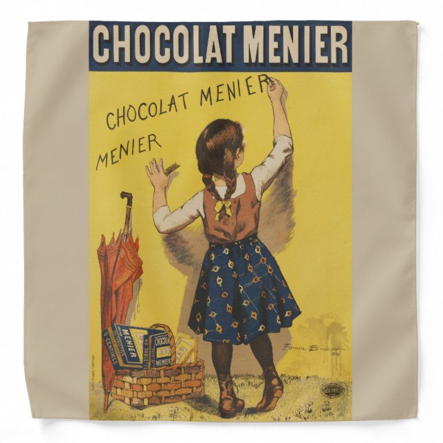 Chocolat Menier Little Girl Wall Writing  Bandana (Front)