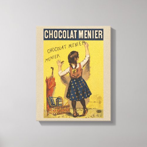 Chocolat Menier Little Girl Wall Writing  Canvas Print