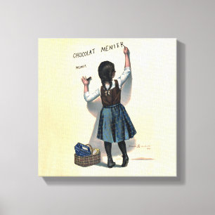Chocolat Menier Little Girl Wall Writing  Canvas Print