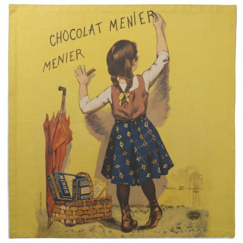 Chocolat Menier Little Girl Wall Writing  Cloth Napkin