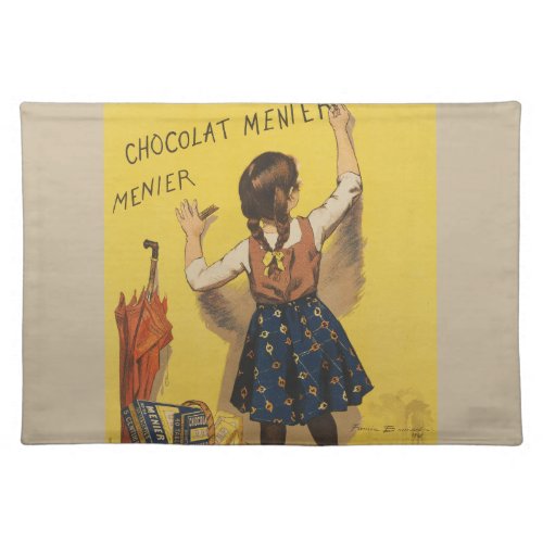 Chocolat Menier Little Girl Wall Writing  Cloth Placemat