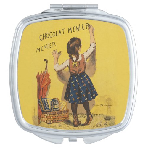 Chocolat Menier Little Girl Wall Writing  Compact Mirror