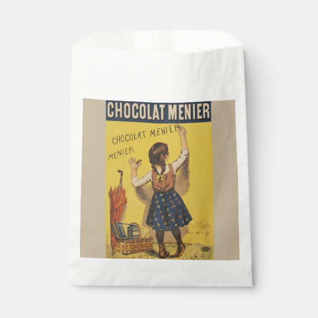 Chocolat Menier Little Girl Wall Writing  Favor Bag (Front)