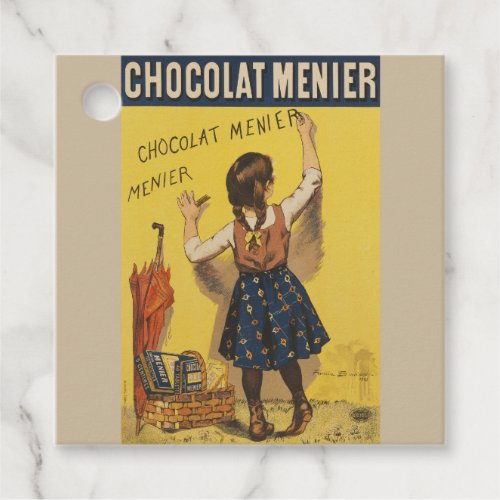 Chocolat Menier Little Girl Wall Writing  Favor Tags