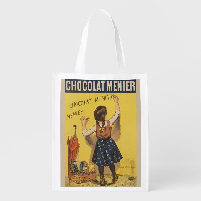 Chocolat Menier Little Girl Wall Writing  Grocery Bag (Front)