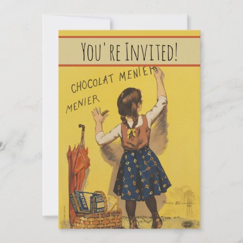 Chocolat Menier Little Girl Wall Writing  Invitation