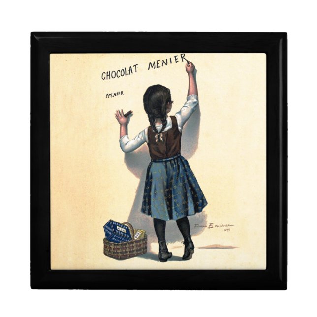 Chocolat Menier Little Girl Wall Writing  Jewelry Box (Front)