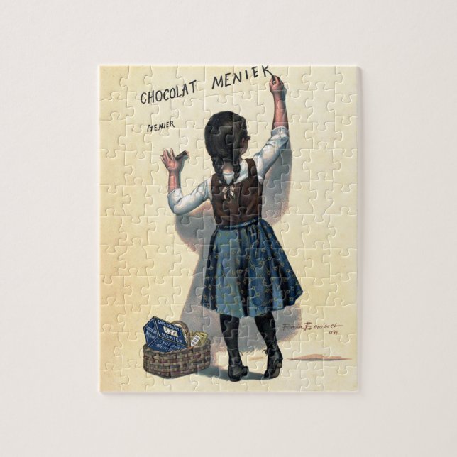Chocolat Menier Little Girl Wall Writing  Jigsaw Puzzle (Vertical)