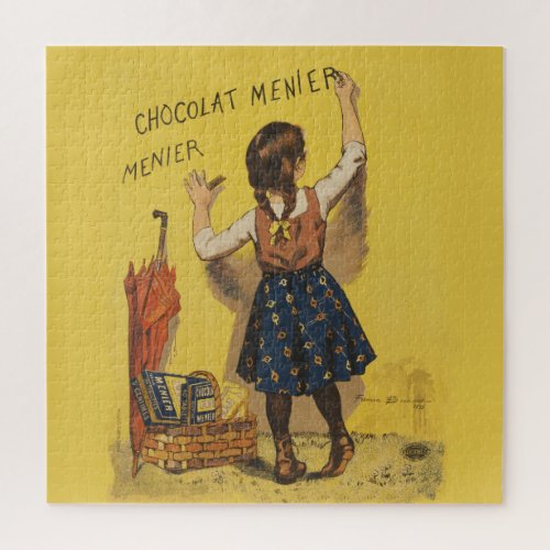 Chocolat Menier Little Girl Wall Writing  Jigsaw Puzzle