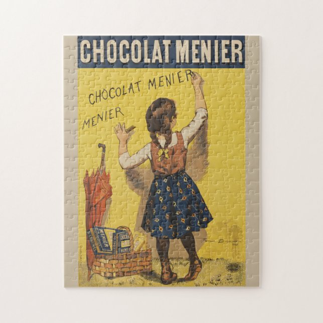 Chocolat Menier Little Girl Wall Writing  Jigsaw Puzzle (Vertical)