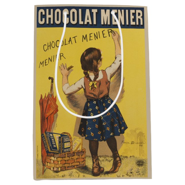 Chocolat Menier Little Girl Wall Writing  Medium Gift Bag (Front)