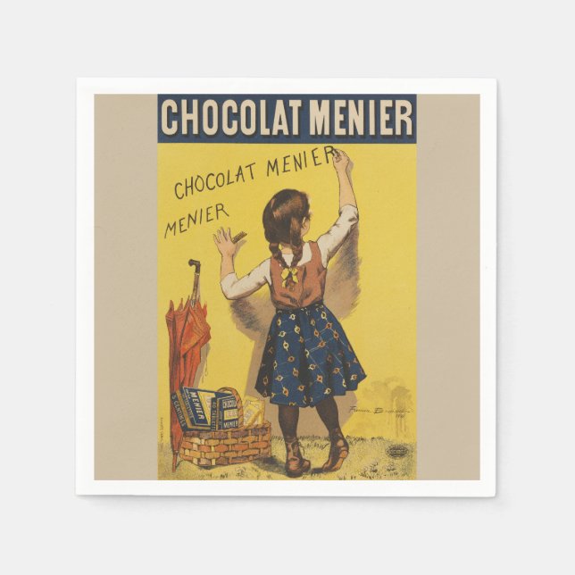 Chocolat Menier Little Girl Wall Writing  Napkins (Front)