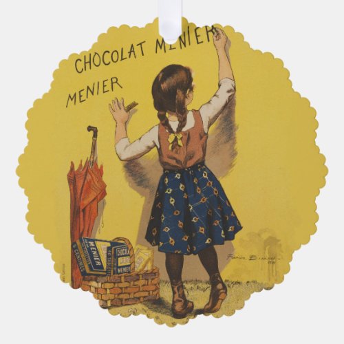 Chocolat Menier Little Girl Wall Writing  Ornament Card