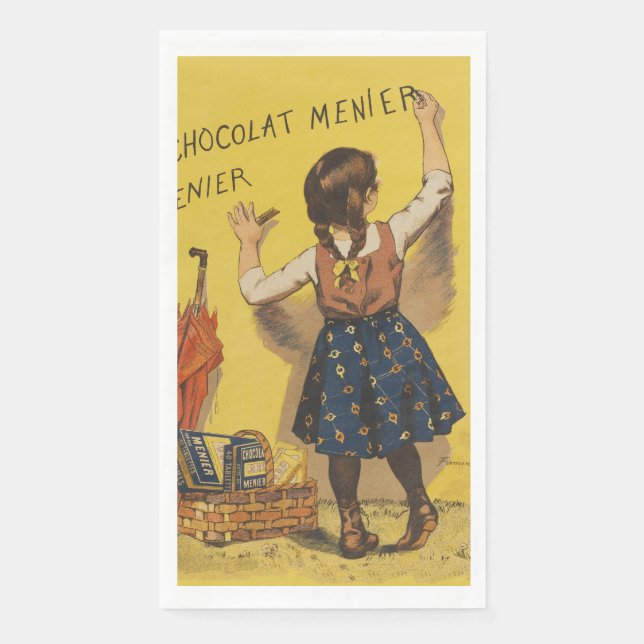 Chocolat Menier Little Girl Wall Writing  Paper Guest Towels (Front)