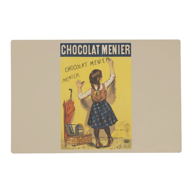 Chocolat Menier Little Girl Wall Writing  Placemat (Front)