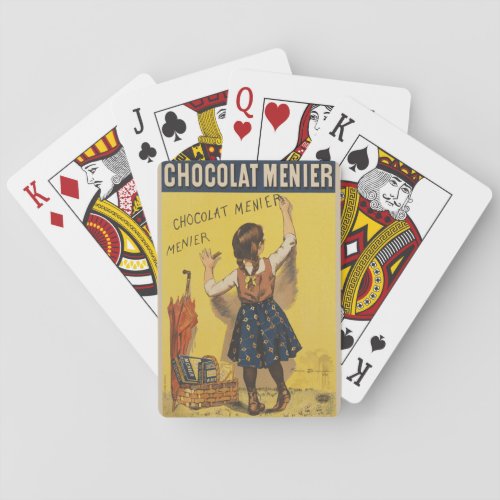 Chocolat Menier Little Girl Wall Writing  Poker Cards