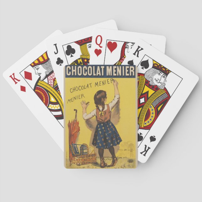 Chocolat Menier Little Girl Wall Writing  Poker Cards (Back)