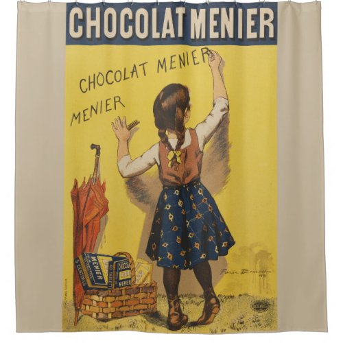 Chocolat Menier Little Girl Wall Writing  Shower Curtain