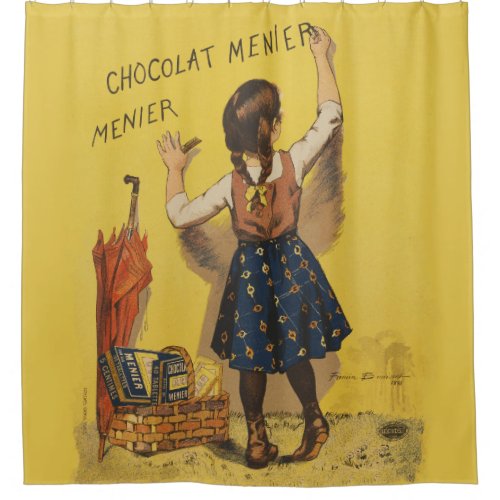 Chocolat Menier Little Girl Wall Writing  Shower Curtain