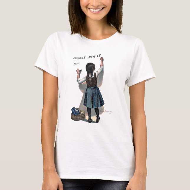 Chocolat Menier Little Girl Wall Writing  T-Shirt (Front)