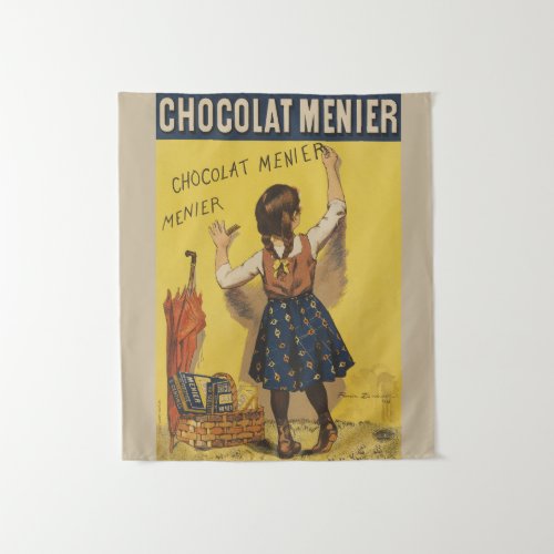 Chocolat Menier Little Girl Wall Writing  Tapestry