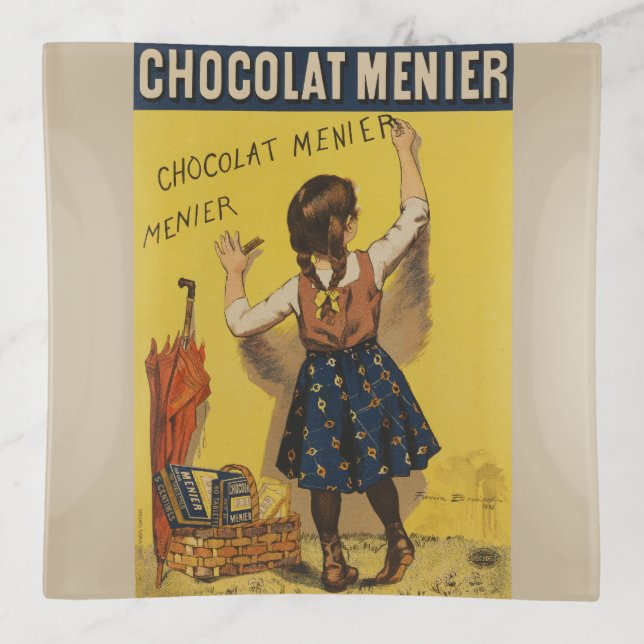 Chocolat Menier Little Girl Wall Writing  Trinket Tray (Front)