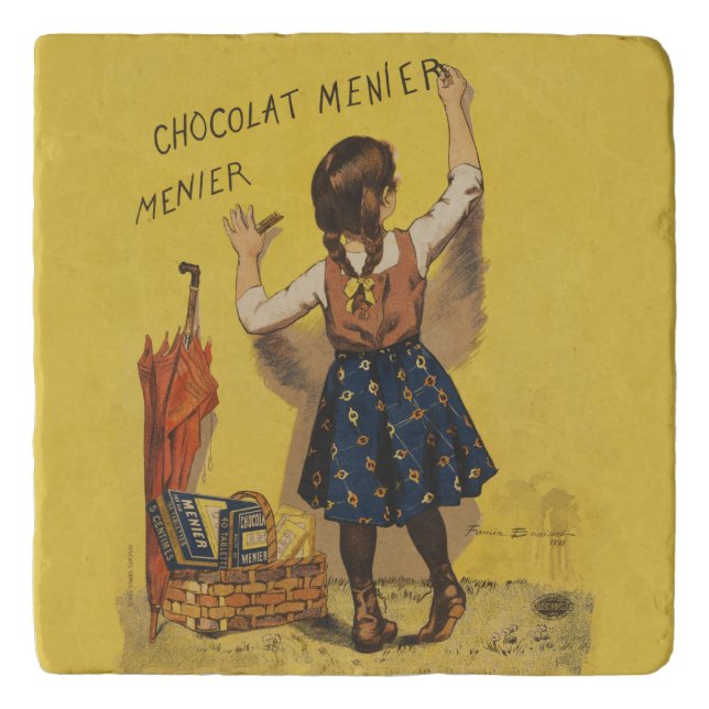 Chocolat Menier Little Girl Wall Writing  Trivet (Front)