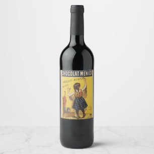 Chocolat Menier Little Girl Wall Writing  Wine Label