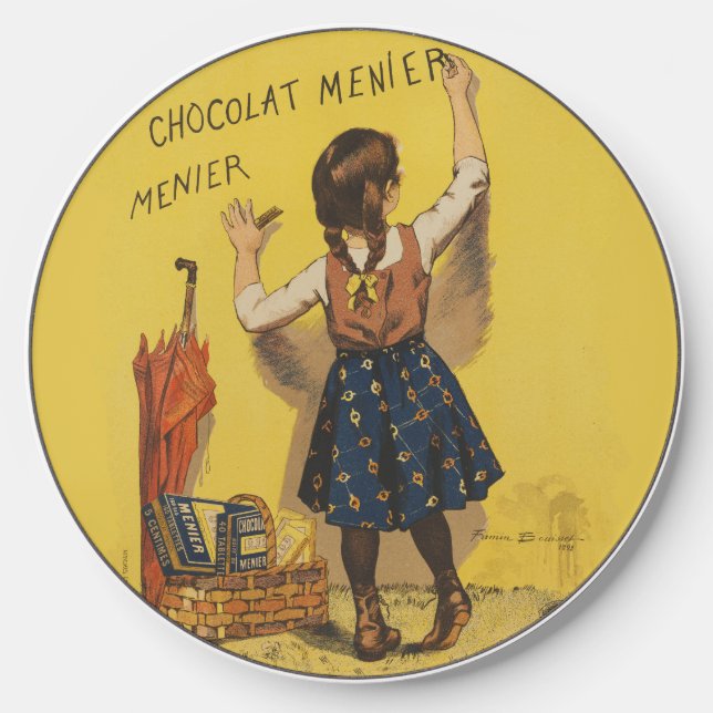 Chocolat Menier Little Girl Wall Writing  Wireless Charger (Front)