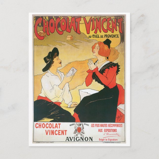 Chocolat Vincent Vintage Food Ad Art Postcard (Front)