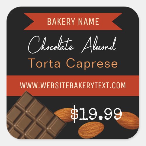 Chocolate Almond Torta Caprese Square Sticker