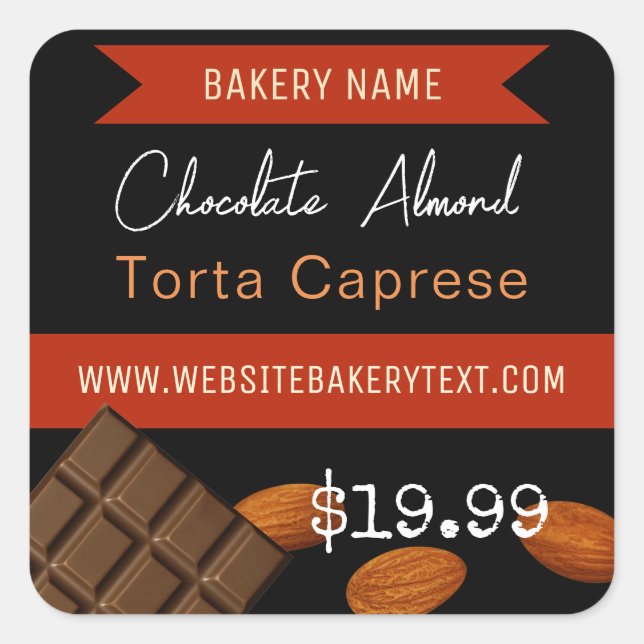 Chocolate Almond Torta Caprese Square Sticker (Front)